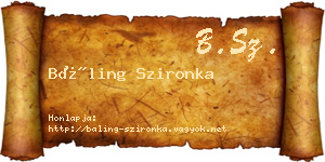 Báling Szironka névjegykártya